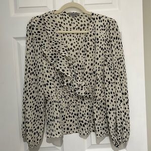 Cream & Black Polka Dot Peplum Top